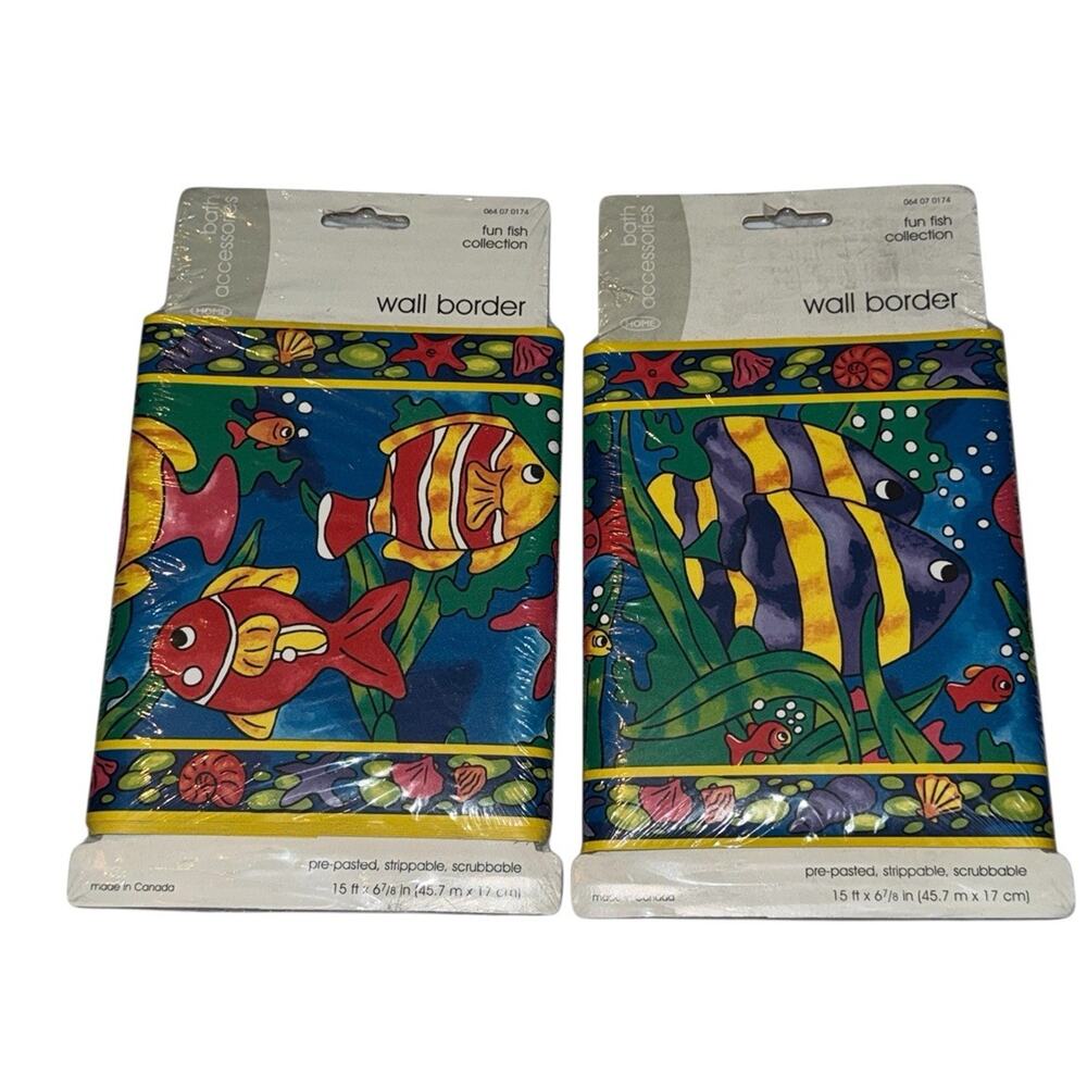 Vintage Kids Fish Wall Border Lot 2 Ocean Nautical Room‎ Decor Scenic Tropical